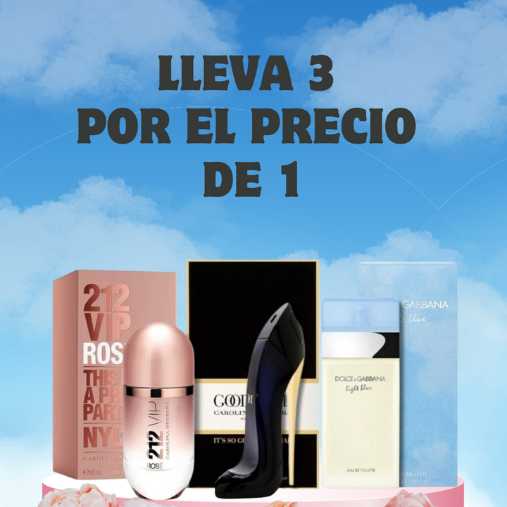 ✨ Kit Exclusivo de Perfumes Premium – 212 VIP Rosé, Good Girl& Light Blue ✨