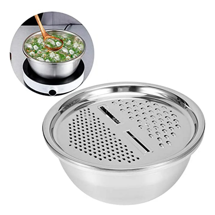 🥗 Colador Rallador Multifuncional de Acero Inoxidable 3 en 1