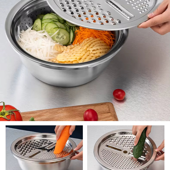 🥗 Colador Rallador Multifuncional de Acero Inoxidable 3 en 1