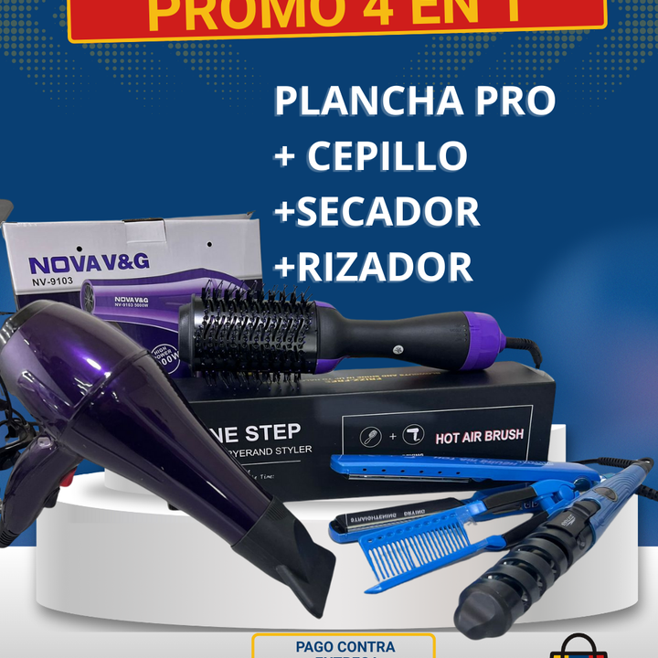 🔥 COMBO SECADOR PROFESIONAL NOVA + REMINGTON + CEPILLO ONE STEP 3 EN 1