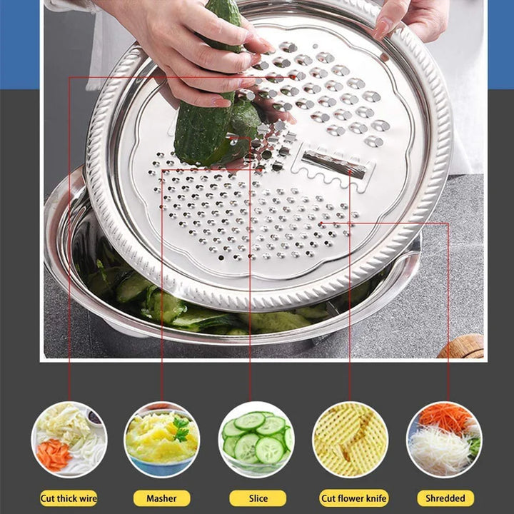🥗 Colador Rallador Multifuncional de Acero Inoxidable 3 en 1