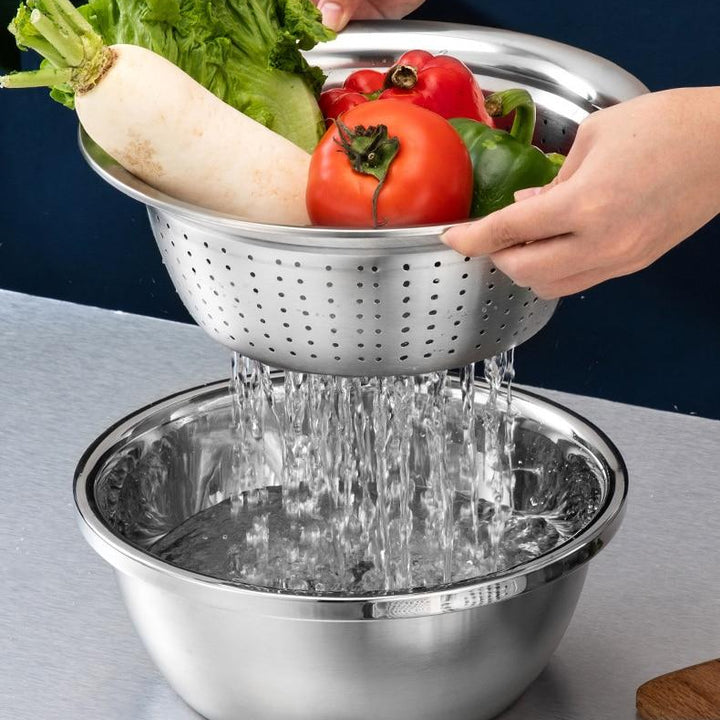🥗 Colador Rallador Multifuncional de Acero Inoxidable 3 en 1